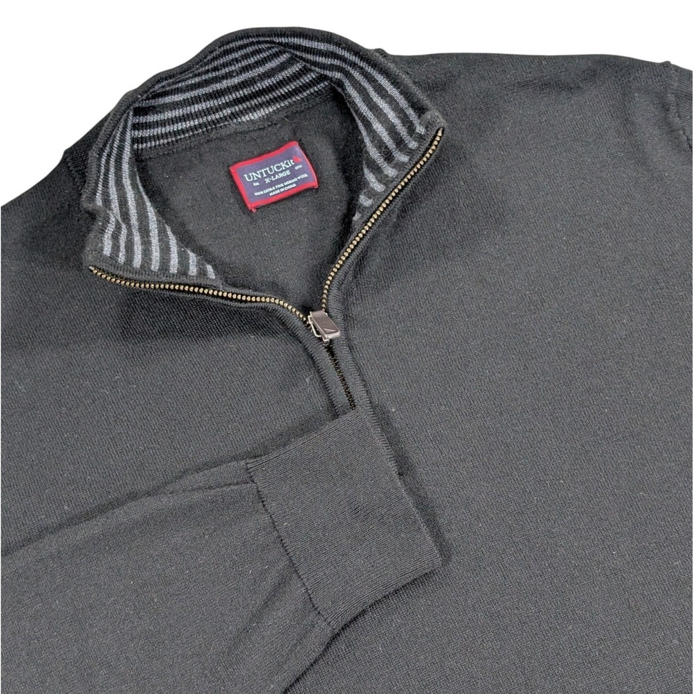 UNTUCKit Belguardo Sweater Mens Extra Large Black Merino Wool Quarter Zip‎ 31811